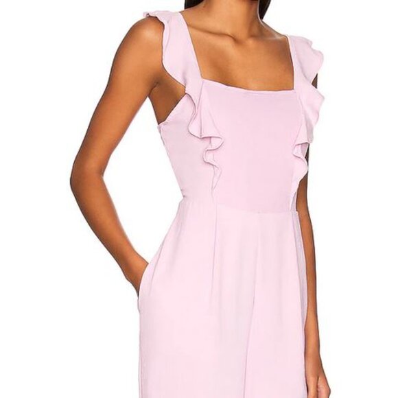 BCBGeneration Gabbi Jumpsuit Cropped Orchid Tie Back Ruffle Sleeve Large NEW - Picture 3 of 8